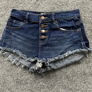 Bullhead Denim Co. Shorts Womens Size 27 Dark Wash High Rise Button Fly Cutoff